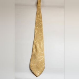Michael Kors 100% Silk Tie Yellow Gold Paisley